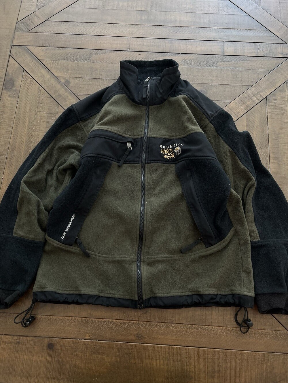 Mountain Hardwear Windstopper Tech Fleece Jacket Olive Green & Black Medium